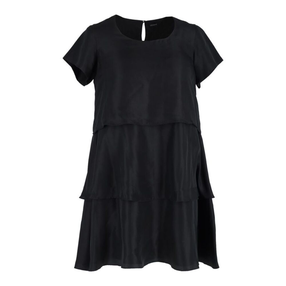 Joseph Tiered Mini Dress in Black Silk Cotton